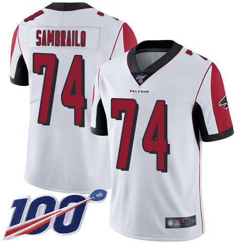 Atlanta Falcons Limited White Men Ty Sambrailo Road Jersey NFL Football #74 100th Season Vapor Untouchable